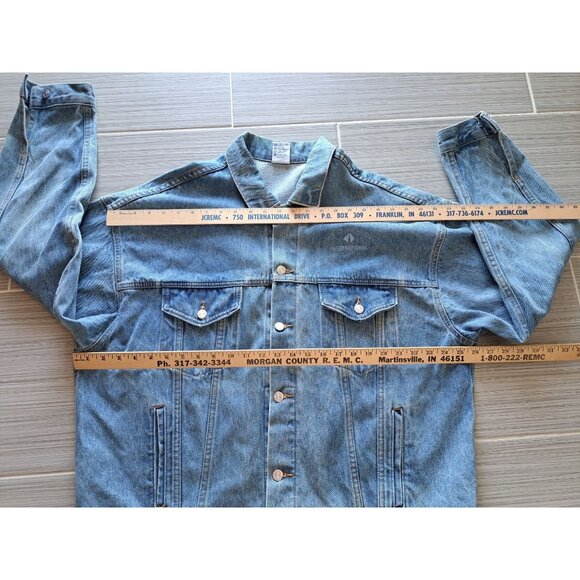 Vintage International Denim Jacket X-Large USA Cotton Embroidered Semi Trucker - Picture 10 of 13